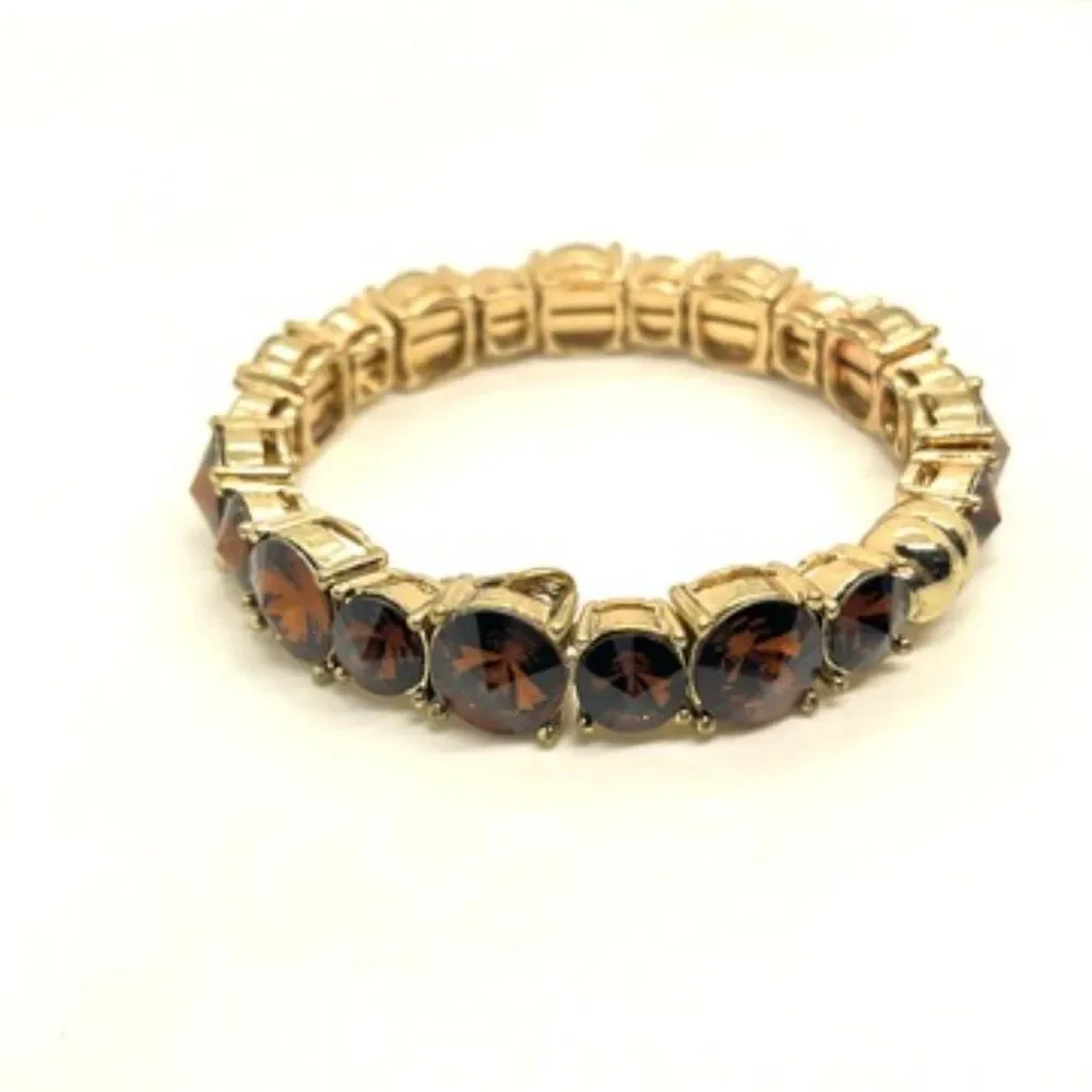 Tasha Bracelet Orange Rhinestone Gold Tone Magnetic Closure Statement